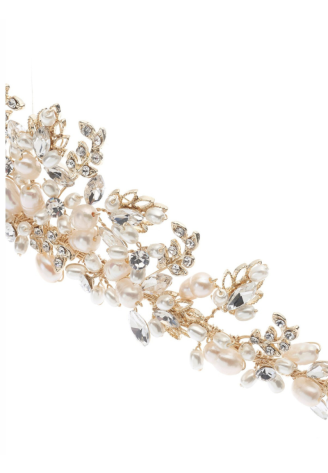 Poirier Tiara BB-285 – Gold | Strass & Süßwasserperlen