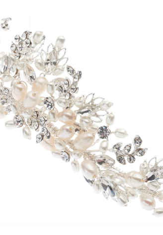 Poirier Tiara BB-285 – Silber | Strass & Süßwasserperlen