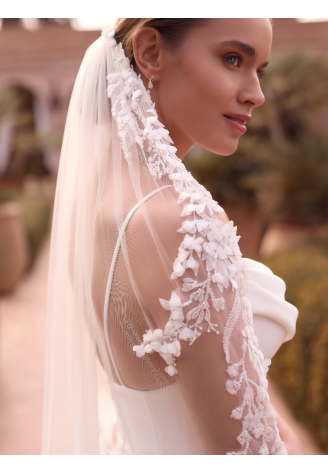 Bianco Evento S538 – Brautschleier aus Tüll, ivory, 110 cm