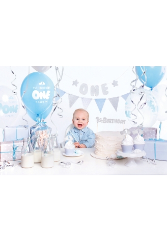 PartyDeko 1st Geburtstag Blau/Silber ()