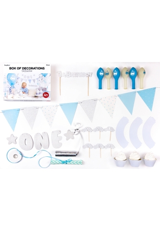 PartyDeko 1st Geburtstag Blau/Silber