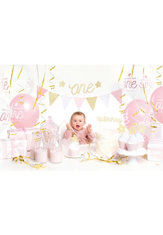 PartyDeko Set - 1st Geburtstag Rosa/Silber ()