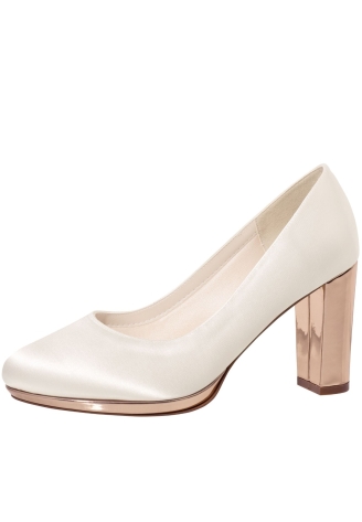 Rainbow Club Clair Brautschuhe Ivory Satin Rosegold ()