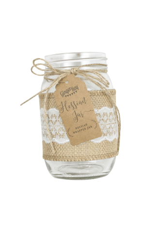 Ginger Ray CW-229 Rustic Country Glas Krug Jute Gewickelt