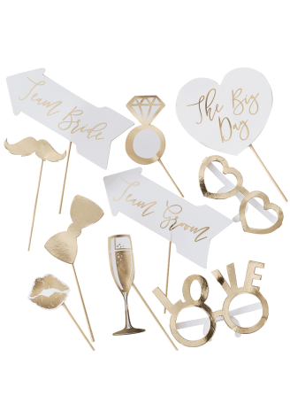 Ginger Ray GO-143 Gold Wedding Photo Booth Props