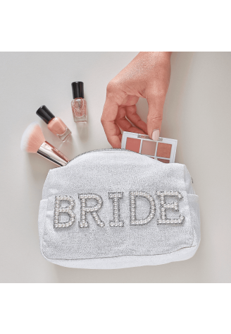 Ginger Ray HEN-121 Bride Schminktasche Perlen Weiß ()