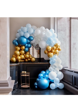 Ginger Ray BA-323 Balloon Arch Blau & Chrom Gold Ballonbogen