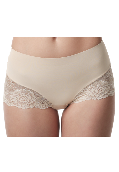 Poirier 15-925 Mid Waist Lace Short Nude ()