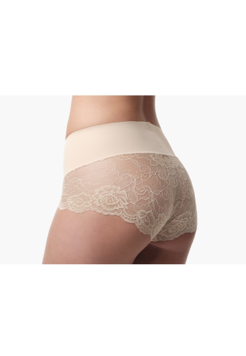 Poirier 15-925 Mid Waist Lace Short Nude