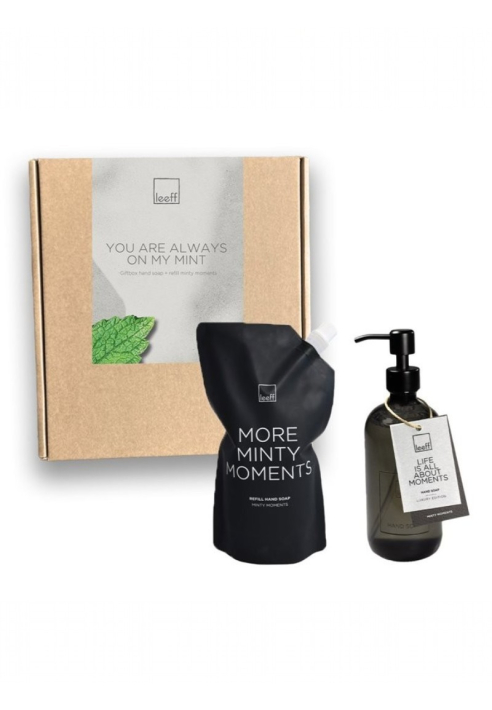 Leeff 18543 Geschenkset - Minty Moments Handseife + Nachfüllung, Schwarz ()