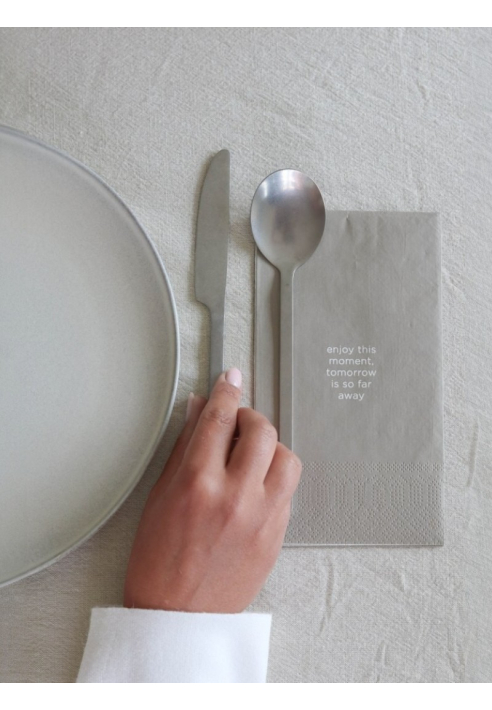 Leeff 18766 Servietten – Genieße den Moment, morgen ist noch so fern Taupe
