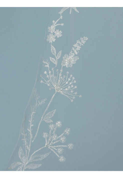 Poirier S476-280 Schleier Gestickte Blumen - 280 cm