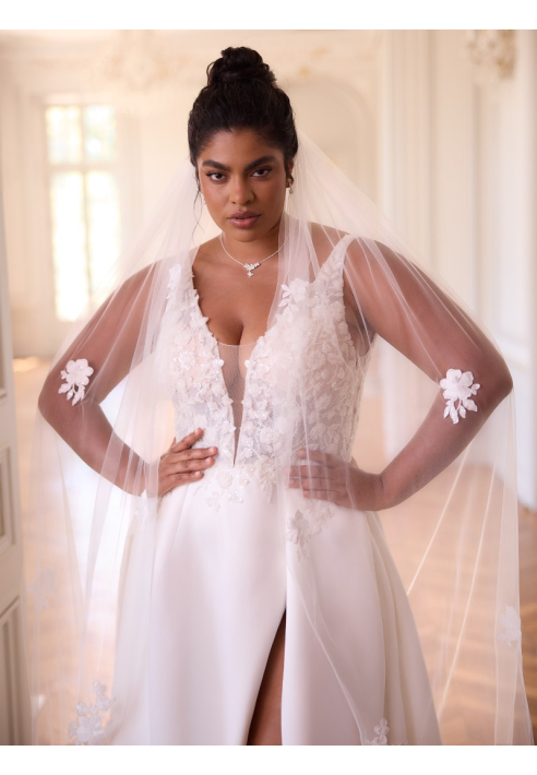 Bianco Evento S529 – Brautschleier aus Tüll, elfenbeinfarben, 250 cm