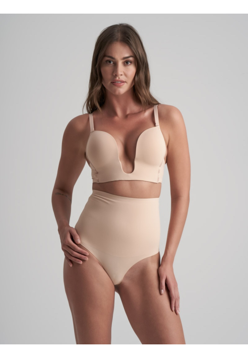 BYE BRA Waist Control High Waist Thong Beige ()