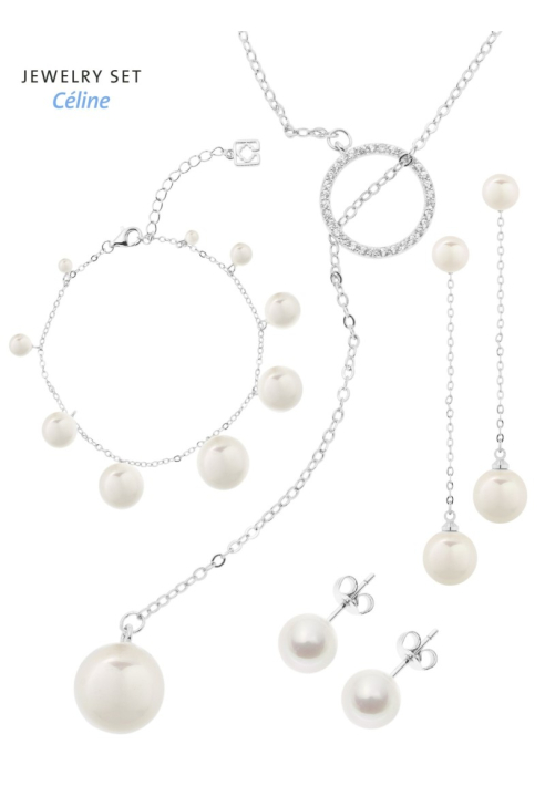 Poirier JS-005 Brautschmuck Set Céline Silber ()