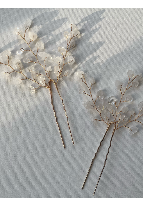 Sally Jane Bridal Lotis Haarnadeln Transparent Gold