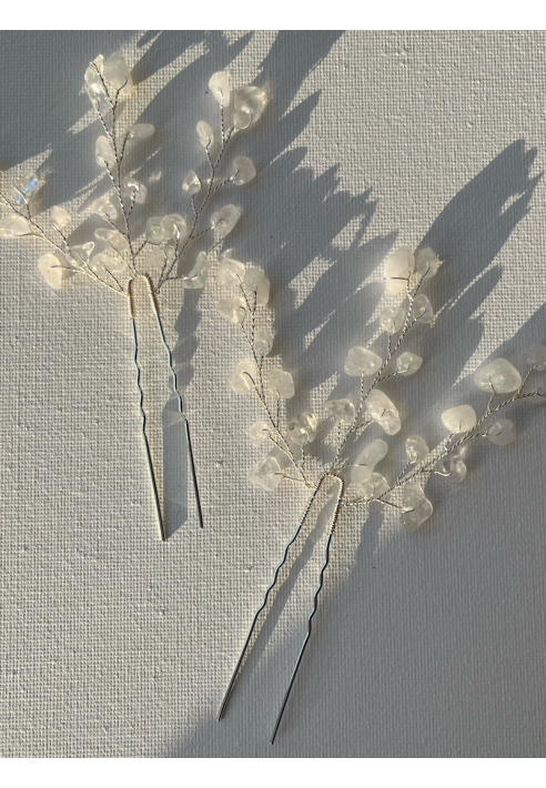 Sally Jane Bridal Lotis Haarnadeln Transparent Silber