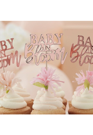 Ginger Ray BL-108 Floral Baby Shower Cupcake-Toppers ()