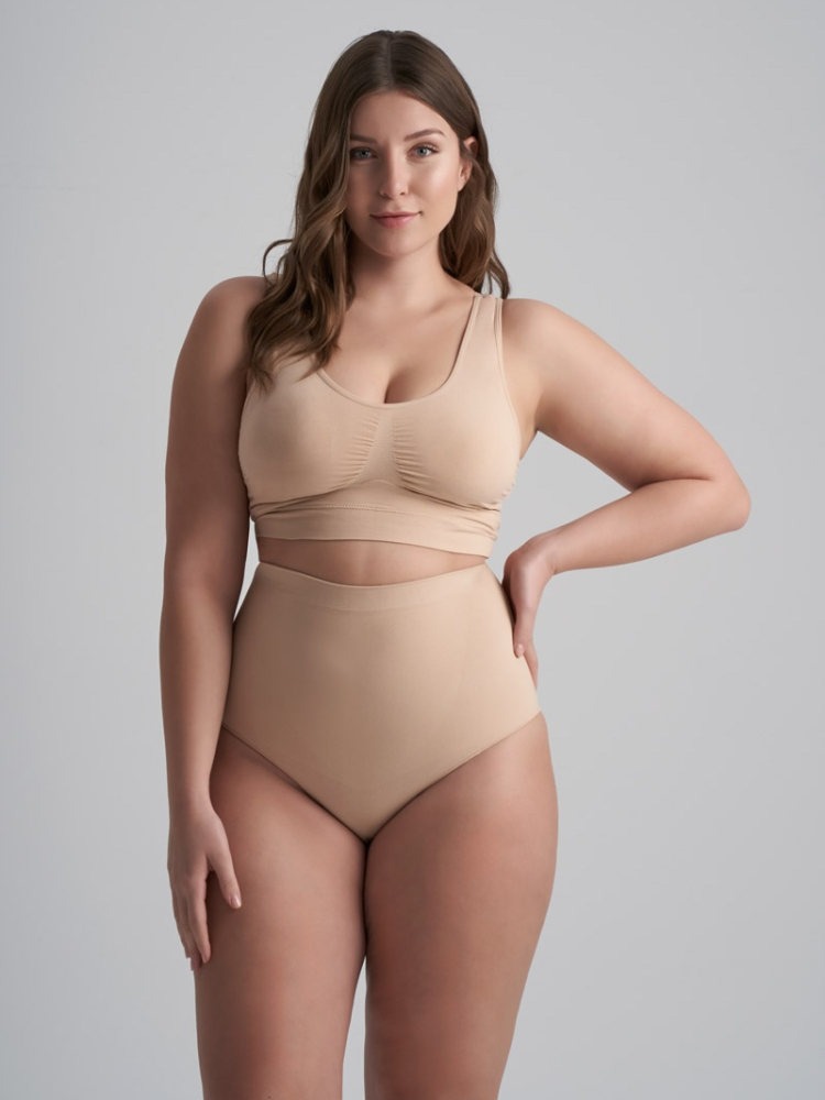 BYE BRA Soft touch High Waist Brief Beige main product photo