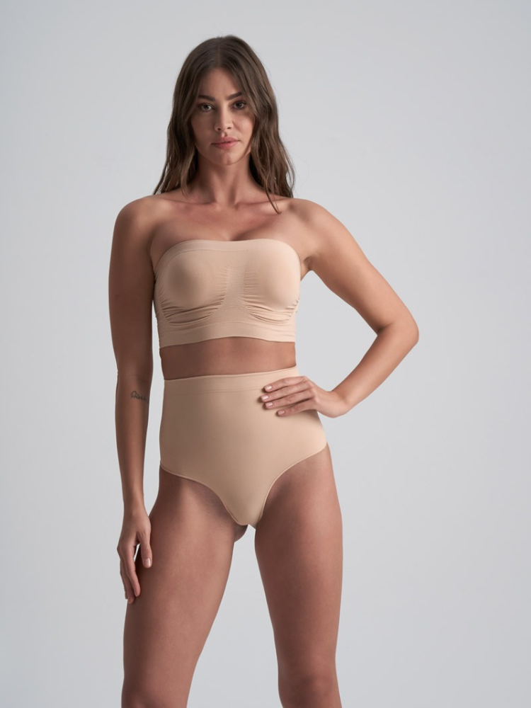BYE BRA Soft Touch Mid Waist Thong Beige main product photo