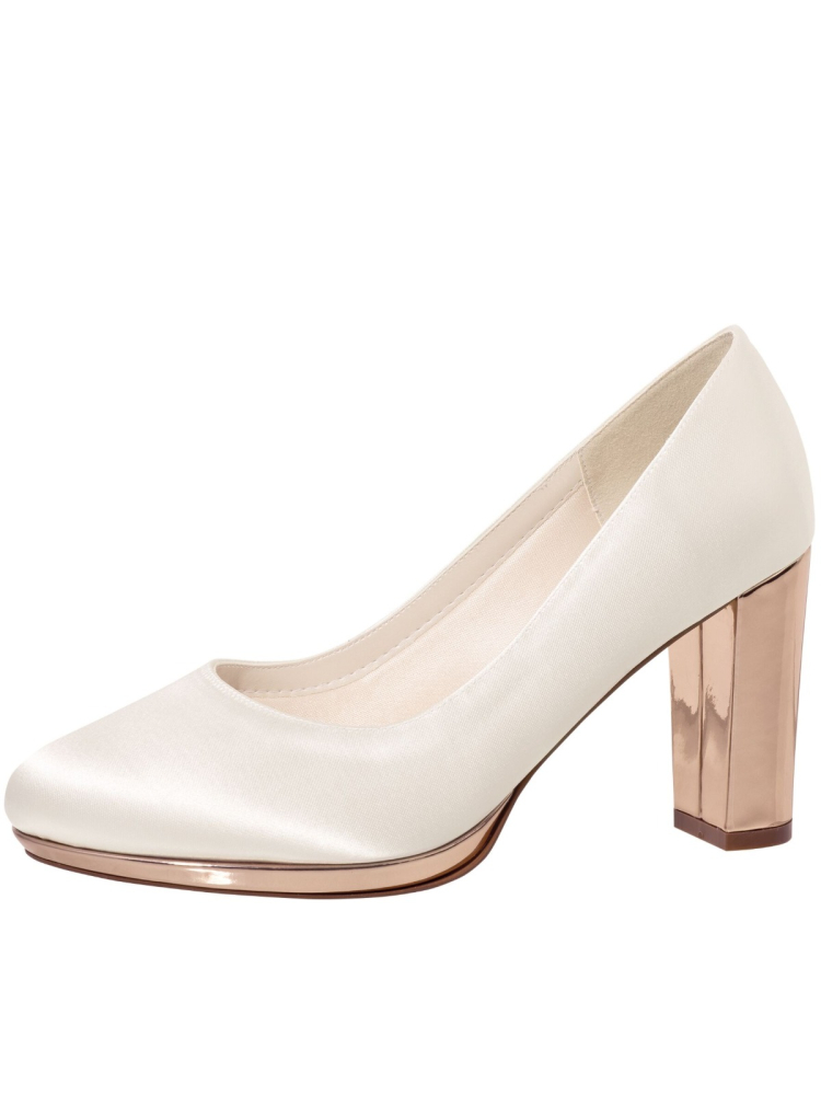 Rainbow Club Clair Brautschuhe Ivory Satin Rosegold main product photo