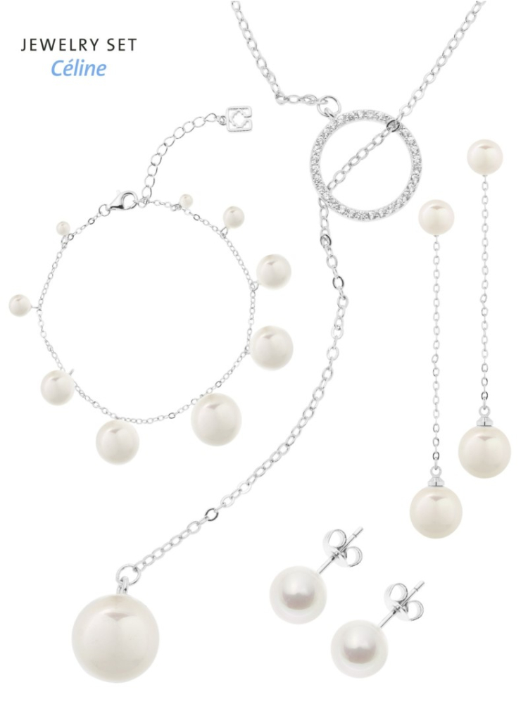 Poirier JS-005 Brautschmuck Set Céline Silber main product photo