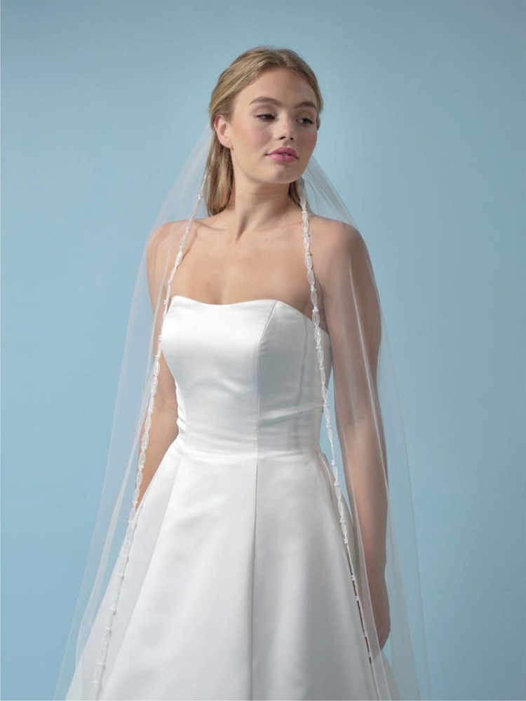 Poirier S430-280-SOFT Schleier Perlen & Pailletten Rand - 280 cm main product photo