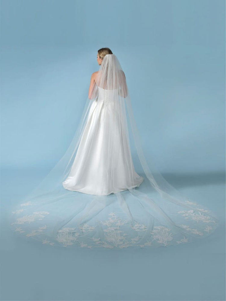 Poirier S432-350-MED Schleier Gestickte Blumen - 350 cm main product photo