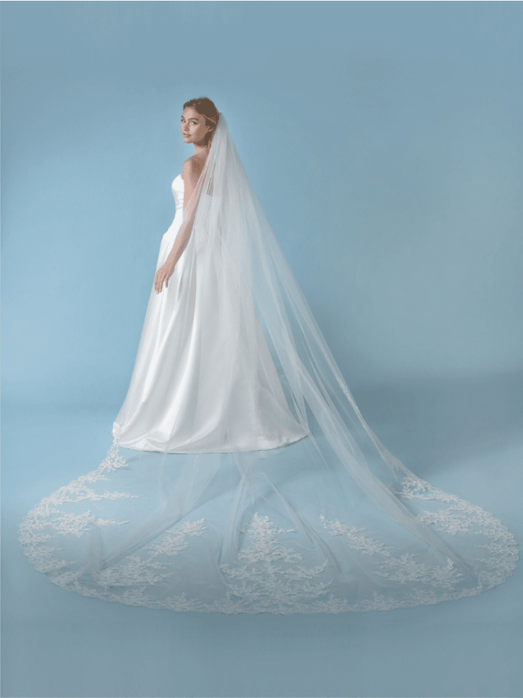 Poirier S435-350-MED Schleier Pailletten Gestickte Blumen & Blätter main product photo