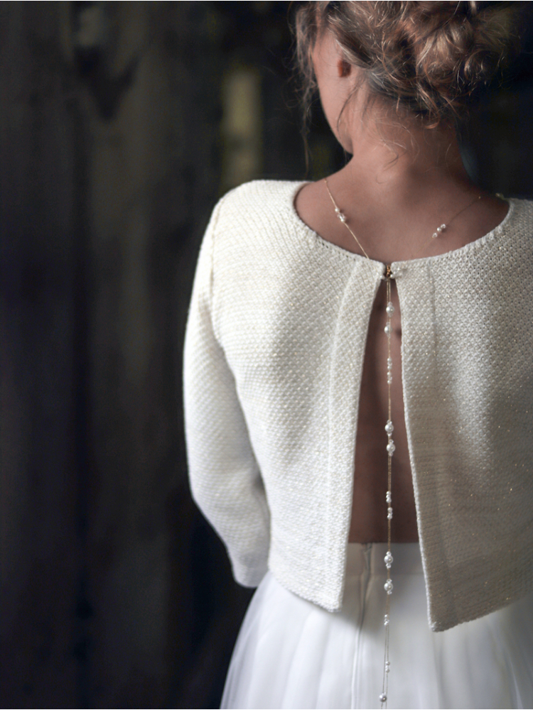 Forever & Eva P5310G Braut-Strickjacke Gold Lurex main product photo