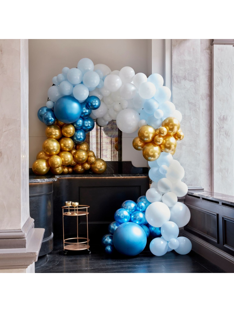 Ginger Ray BA-323 Balloon Arch Blau & Chrom Gold Ballonbogen main product photo