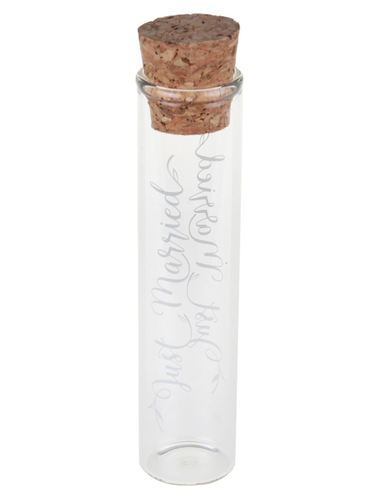 Glasröhrchen mit Korken Just Married (10cm) main product photo