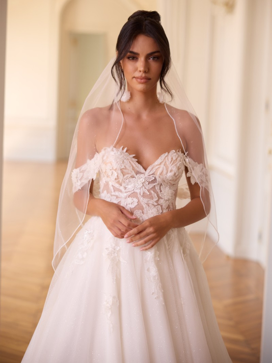 Bianco Evento S548 – Brautschleier in Ivory, 110 cm main product photo