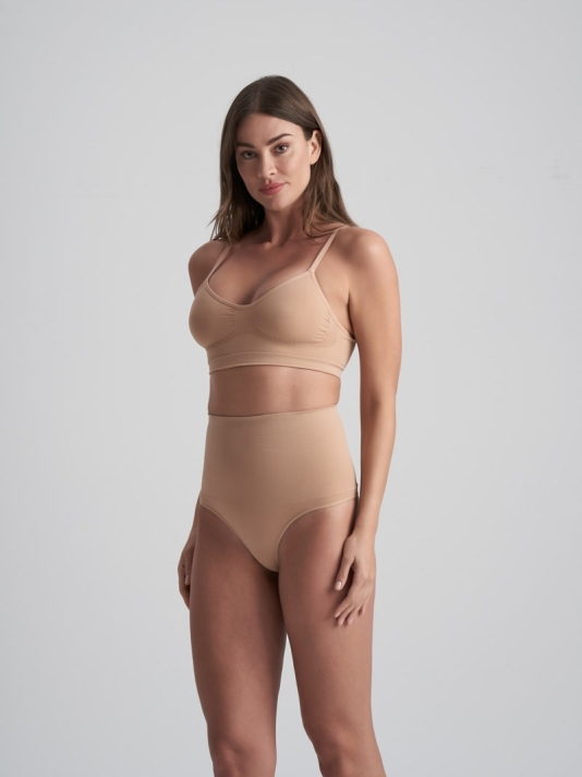 BYE BRA Seamless High Waist Thong Beige main product photo