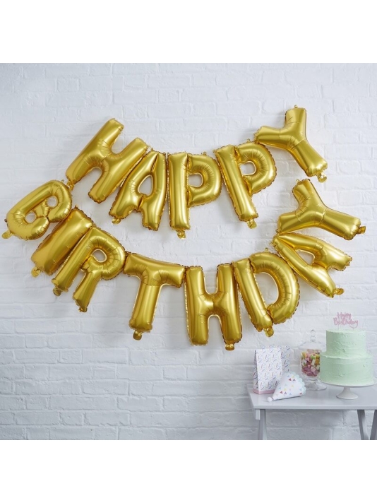Goldene Happy Birthday Ballons | Pick & Mix main product photo